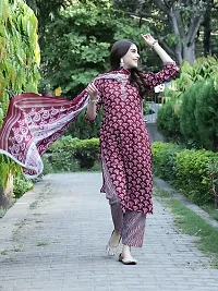 Elegant Printed Cotton Blend Kurta with Pant And Dupatta Set For Women-thumb3