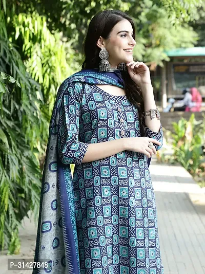 Elegant Printed Cotton Blend Kurta with Pant And Dupatta Set For Women-thumb3