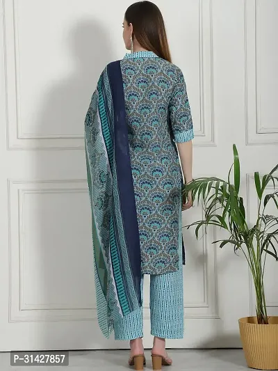 Elegant Printed Cotton Blend Kurta with Pant And Dupatta Set For Women-thumb3