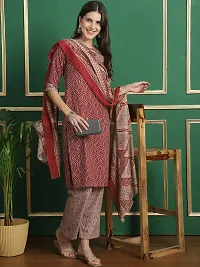 Elegant Printed Cotton Blend Kurta with Pant And Dupatta Set For Women-thumb1