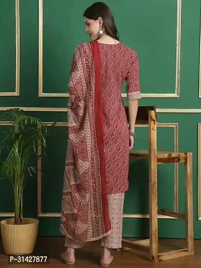 Elegant Printed Cotton Blend Kurta with Pant And Dupatta Set For Women-thumb3