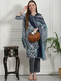 Elegant Printed Cotton Blend Kurta with Pant And Dupatta Set For Women-thumb1