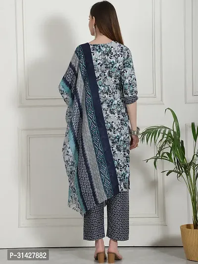 Elegant Printed Cotton Blend Kurta with Pant And Dupatta Set For Women-thumb3