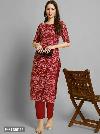 Elegant Crepe Printed Kurta with Bottom Set For Women-thumb0