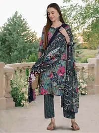 Stylish Multicoloured Cotton Blend Printed Kurta Bottom and Dupatta Set For Women-thumb4