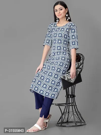 Stylish Blue Crepe Printed Kurta Bottom Set For Women-thumb2