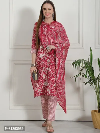 Beautiful Cotton Blend Printed Kurta Pant And Dupatta Set For Women-thumb2