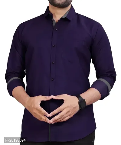 Stylish Purple Cotton Solid Regular Fit Shirts For Men