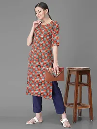 Stylish Crepe Printed Straight Kurta With Pant Set For Women-thumb1