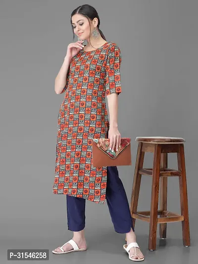 Stylish Crepe Printed Straight Kurta With Pant Set For Women-thumb2