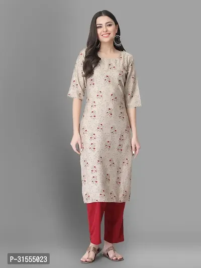 Stylish Beige Crepe Printed Kurta Bottom Set For Women-thumb3