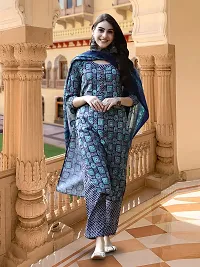 Fancy Cotton Blend Kurta Bottom And Dupatta Set For Women-thumb1