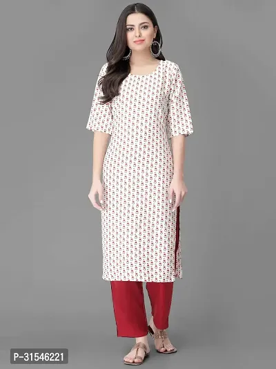 Stylish Crepe Printed Straight Kurta With Pant Set For Women-thumb3