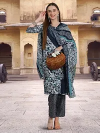 Attractive Grey Printed Cotton Blend Kurta Pant With Dupatta For Women-thumb4