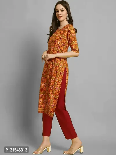 Stylish Crepe Printed Straight Kurta With Pant Set For Women-thumb5