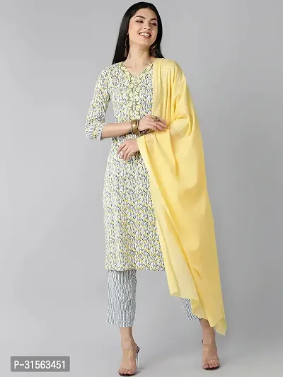 Elegant Viscose Rayon Printed Kurta with Pant And Dupatta Set For Women-thumb2