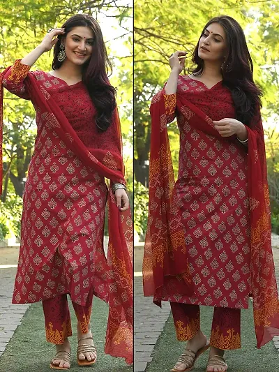 Beautiful Stitched Kurta Bottom and Dupatta Set