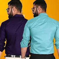 Stylish Cotton Multicoloured Solid Regular Fit Long Sleeves Formal Shirt For Men Pack Of 2-thumb1