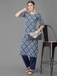 Elegant Blue Crepe Printed Straight Kurta Bottom Set For Women-thumb1