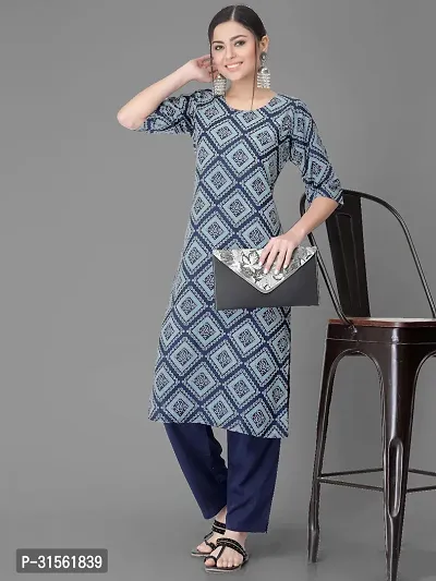 Elegant Blue Crepe Printed Straight Kurta Bottom Set For Women-thumb2