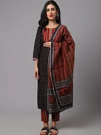 Stylish Black Viscose Rayon Printed Kurta, Bottom and Dupatta Set For Women-thumb2