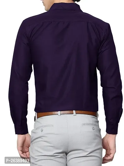 Stylish Cotton Purple Solid Long Sleeve Regular Fit Formal Shirt For Men-thumb5