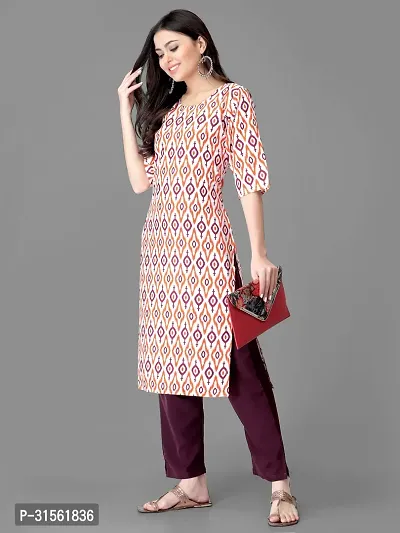 Elegant Multicoloured Crepe Printed Straight Kurta Bottom Set For Women-thumb2