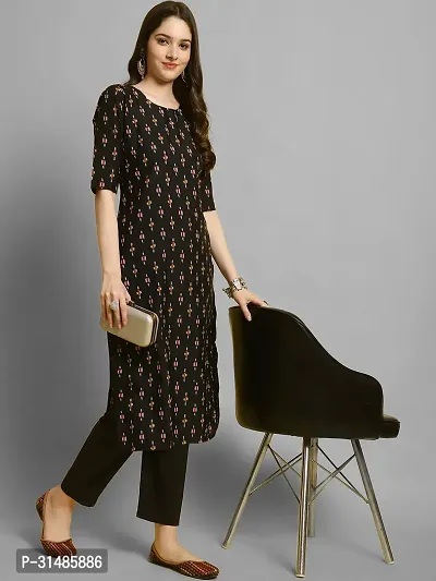 Stylish Black Crepe Printed Kurta Bottom Set For Women-thumb2