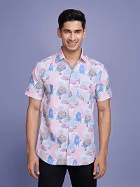 Trendy Cotton Blend Printed Half Sleeve Casual Shirt For Men-thumb1