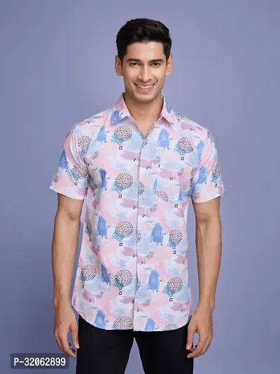 Trendy Cotton Blend Printed Half Sleeve Casual Shirt For Men-thumb2