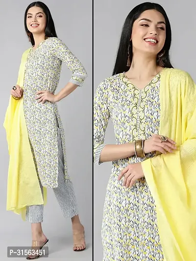 Elegant Printed Kurta with Pant And Dupatta Set For Women-thumb0