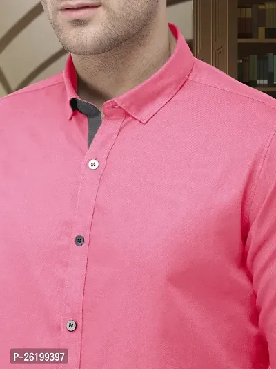 Reliable Pink Cotton Solid Long Sleeve Formal Shirts For Men-thumb4