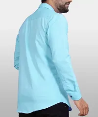 Stylish Blue Cotton Long Sleeves Casual Shirts For Men-thumb4