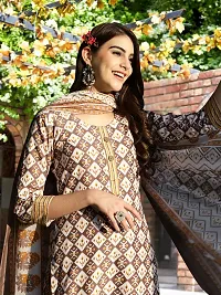 Elegant Printed Cotton Blend Kurta with Pant And Dupatta Set For Women-thumb4