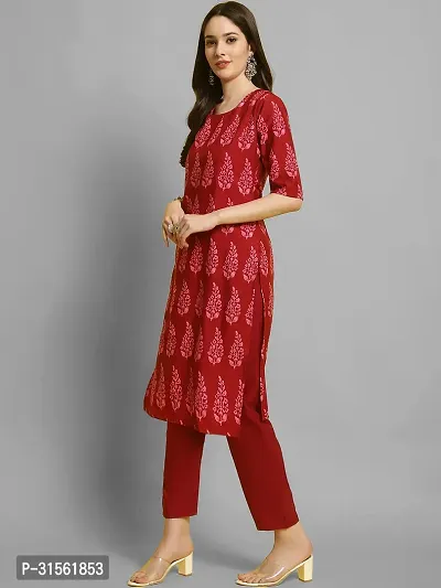 Elegant Red Crepe Printed Straight Kurta Bottom Set For Women-thumb5