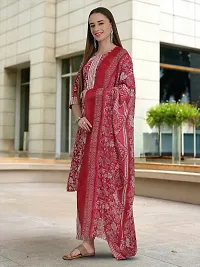 Stylish Pink Cotton Blend Printed Kurta, Bottom and Dupatta Set For Women-thumb3