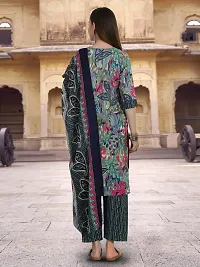 Attractive Green Printed Cotton Blend Kurta Pant With Dupatta For Women-thumb1