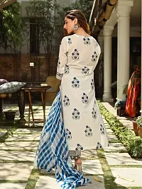 Stylish White Viscose Rayon Printed Kurta Bottom and Dupatta Set For Women-thumb3