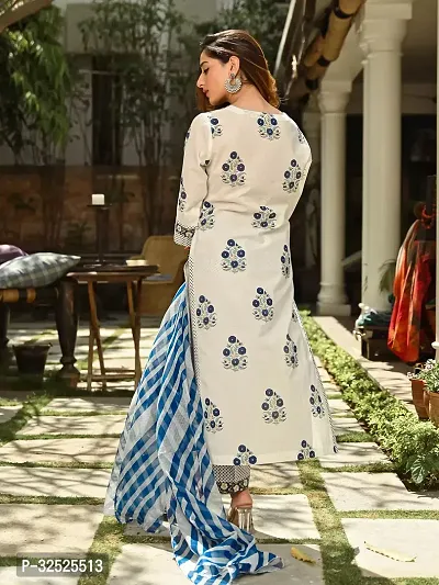 Stylish White Viscose Rayon Printed Kurta Bottom and Dupatta Set For Women-thumb4