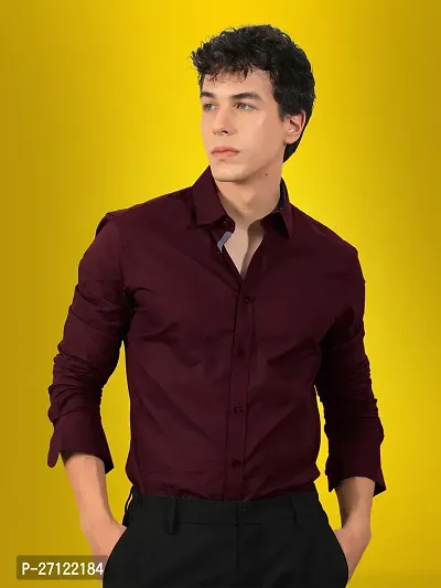 Stylish Maroon Cotton Solid Casual Shirt For Men