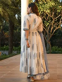 Elegant White Viscose Rayon Printed A-Line Kurta, Bottom And Dupatta Set For Women-thumb3