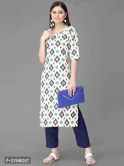 Stylish Crepe Printed Straight Kurta With Pant Set For Women-thumb2