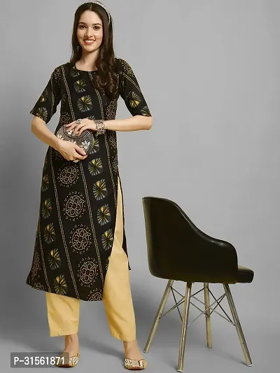 Elegant Black Crepe Printed Straight Kurta Bottom Set For Women-thumb2