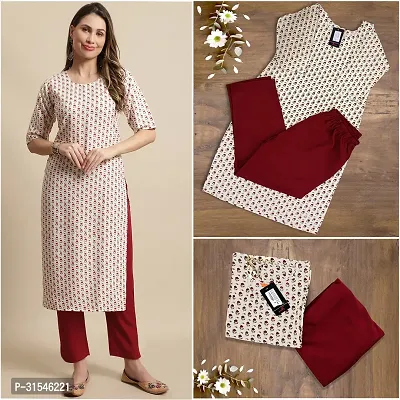 Stylish Crepe Printed Straight Kurta With Pant Set For Women