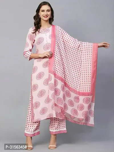 Elegant Printed Kurta with Pant And Dupatta Set For Women-thumb2