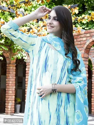 Elegant Printed Cotton Blend Kurta with Pant And Dupatta Set For Women-thumb5