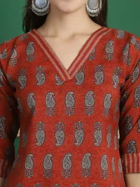 Stylish Red Cotton Blend Printed Kurta, Bottom and Dupatta Set for Women-thumb3