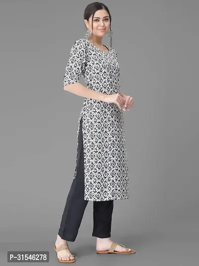 Stylish Crepe Printed Straight Kurta With Pant Set For Women-thumb5