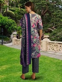 Stylish Multicoloured Cotton Blend Printed Kurta, Bottom and Dupatta Set For Women-thumb2