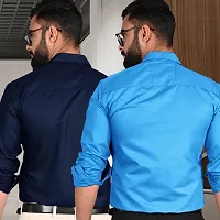 Stylish Cotton Multicoloured Solid Regular Fit Formal Shirt For Men Pack Of 2-thumb1
